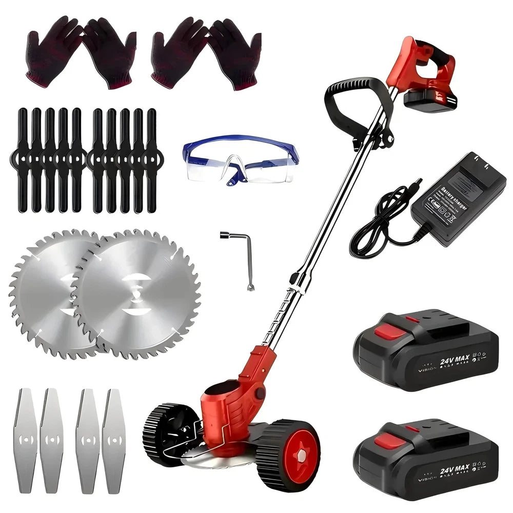 USA Cordless Lawn Trimmer with 2 Li-Ion Batteries 3 Blades Grass Edger Powerful