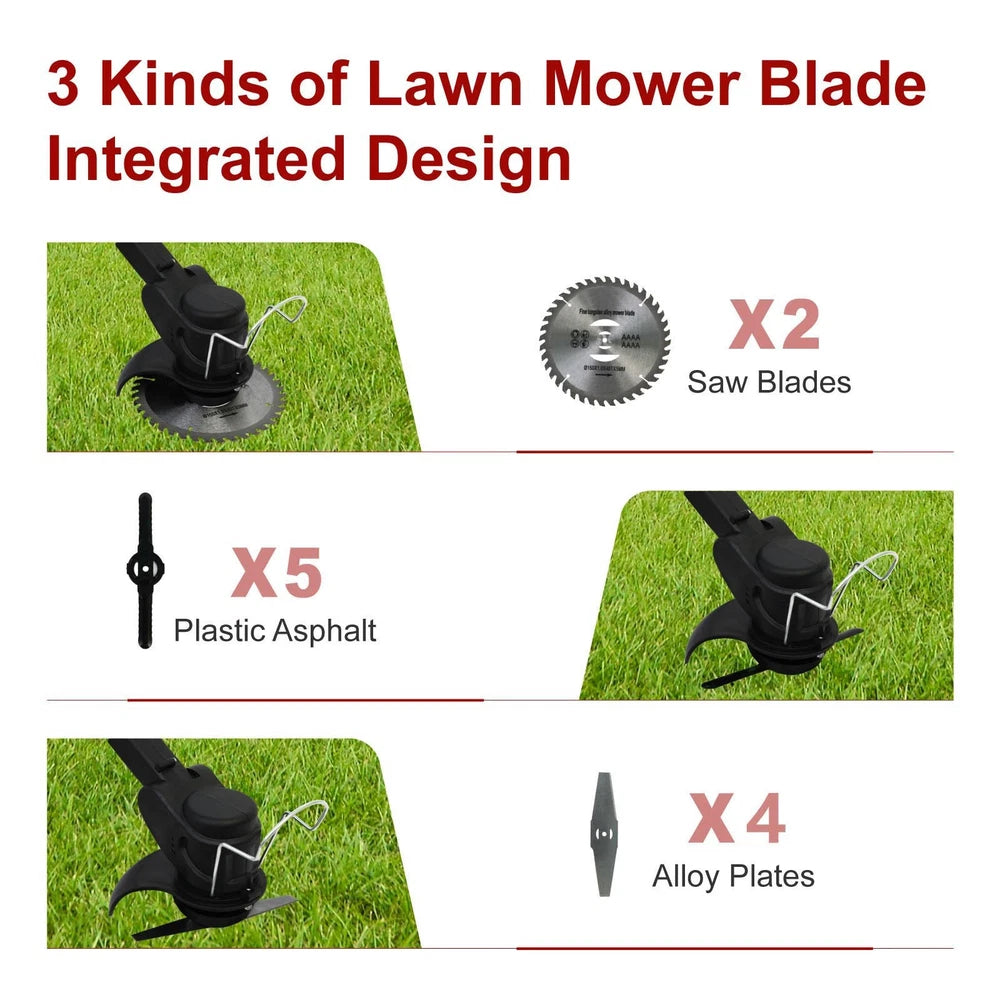 2Battery Cordless WeedEater Electric Lawn Mower Lawn Edger Grass String Trimmer