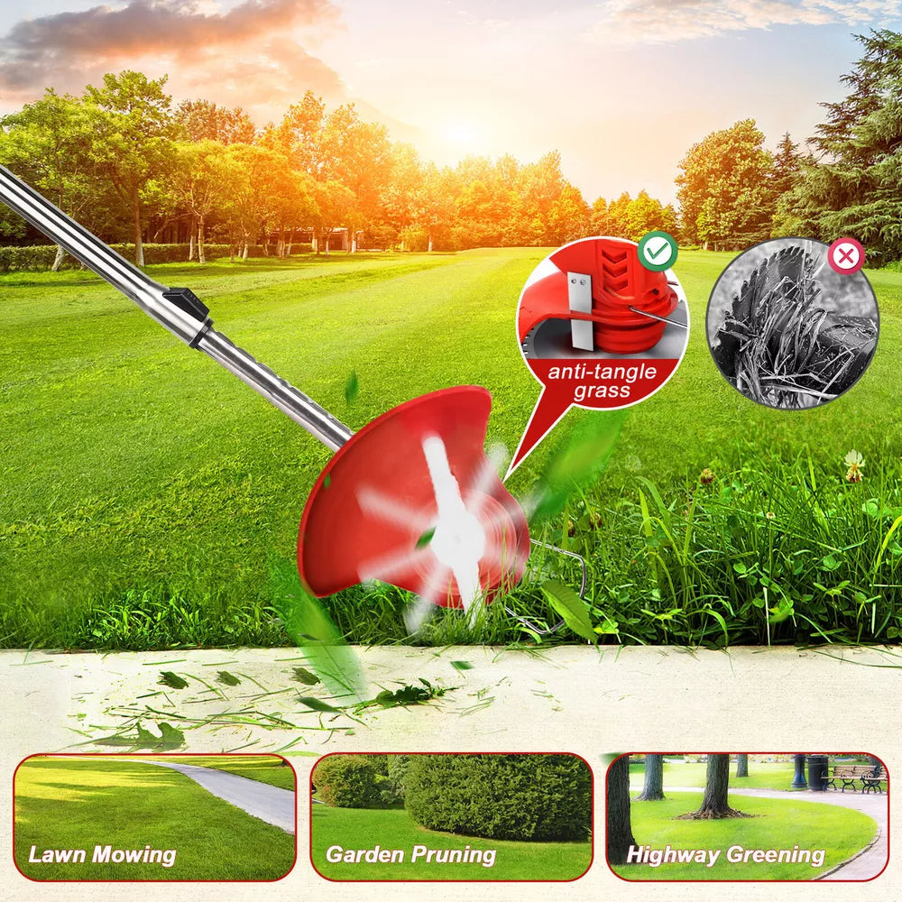 Cordless String Trimmer, Edger WeedWhacker Grass Eater Lawn Cutter w/2* Battery