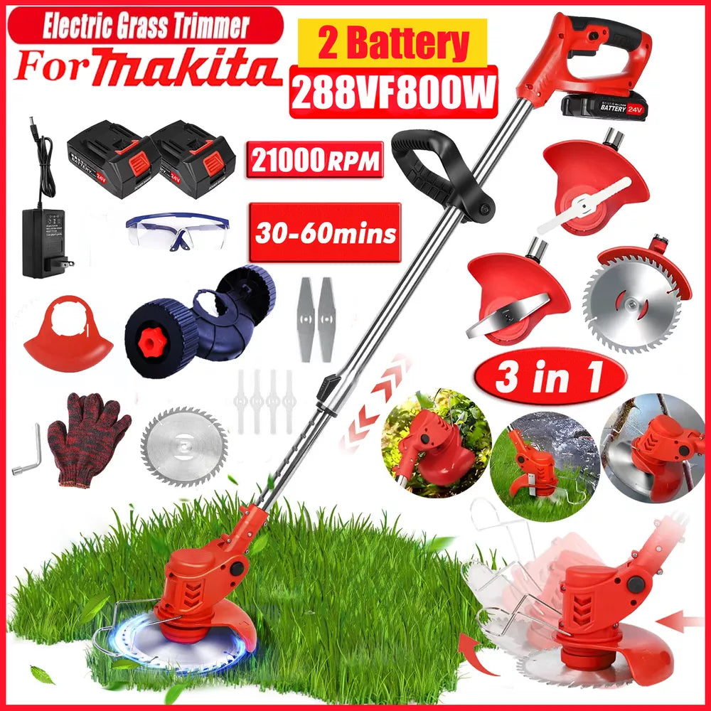 Cordless String Trimmer, Edger WeedWhacker Grass Eater Lawn Cutter w/2* Battery