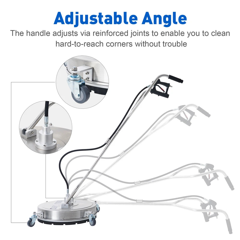 Surface Cleaner Pressure Washer 4000 PSI Electric & Gas Stainless Steel w/ Wheel