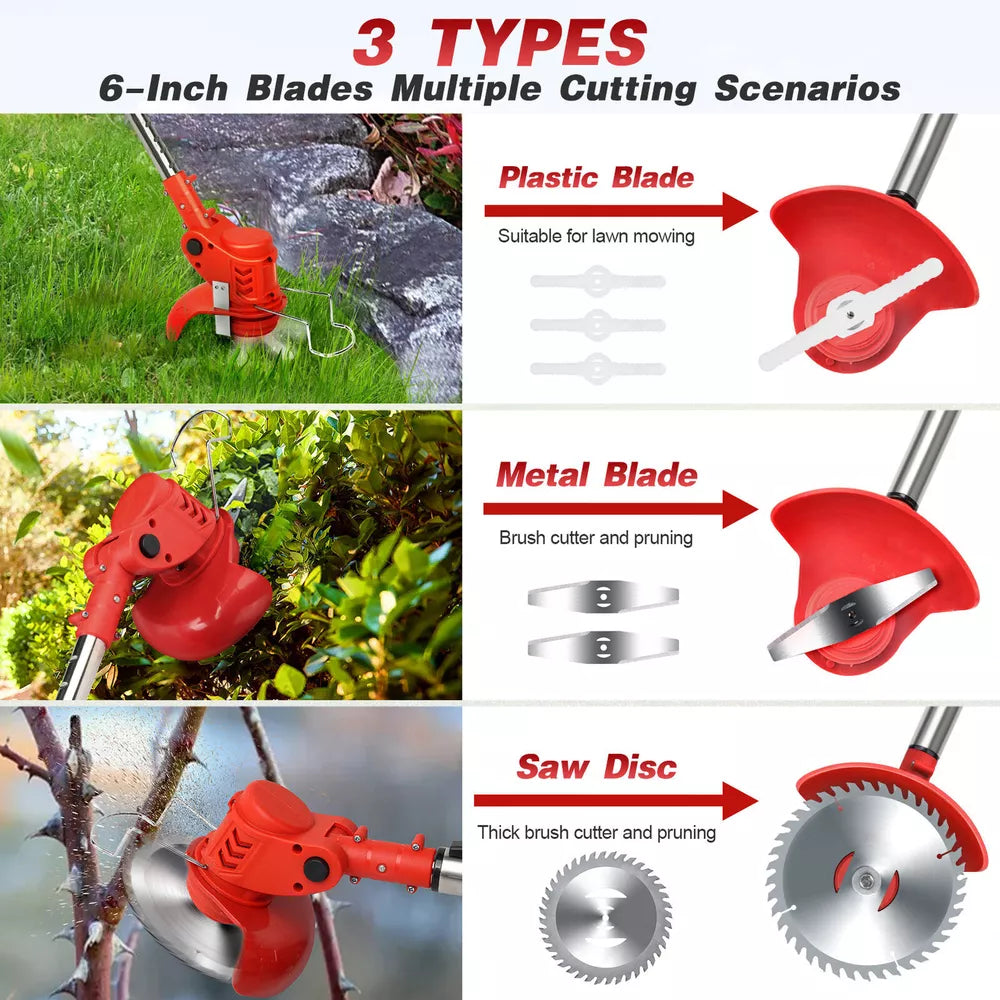 Cordless String Trimmer, Edger WeedWhacker Grass Eater Lawn Cutter w/2* Battery