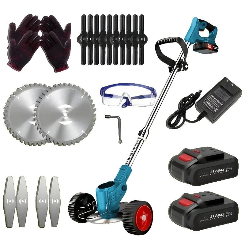 USA Cordless Lawn Trimmer with 2 Li-Ion Batteries 3 Blades Grass Edger Powerful