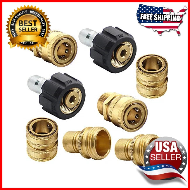 9Pc Pressure Washer Adapter Set Quick Disconnect Kit M22 Swivel to 3/8'' Connect