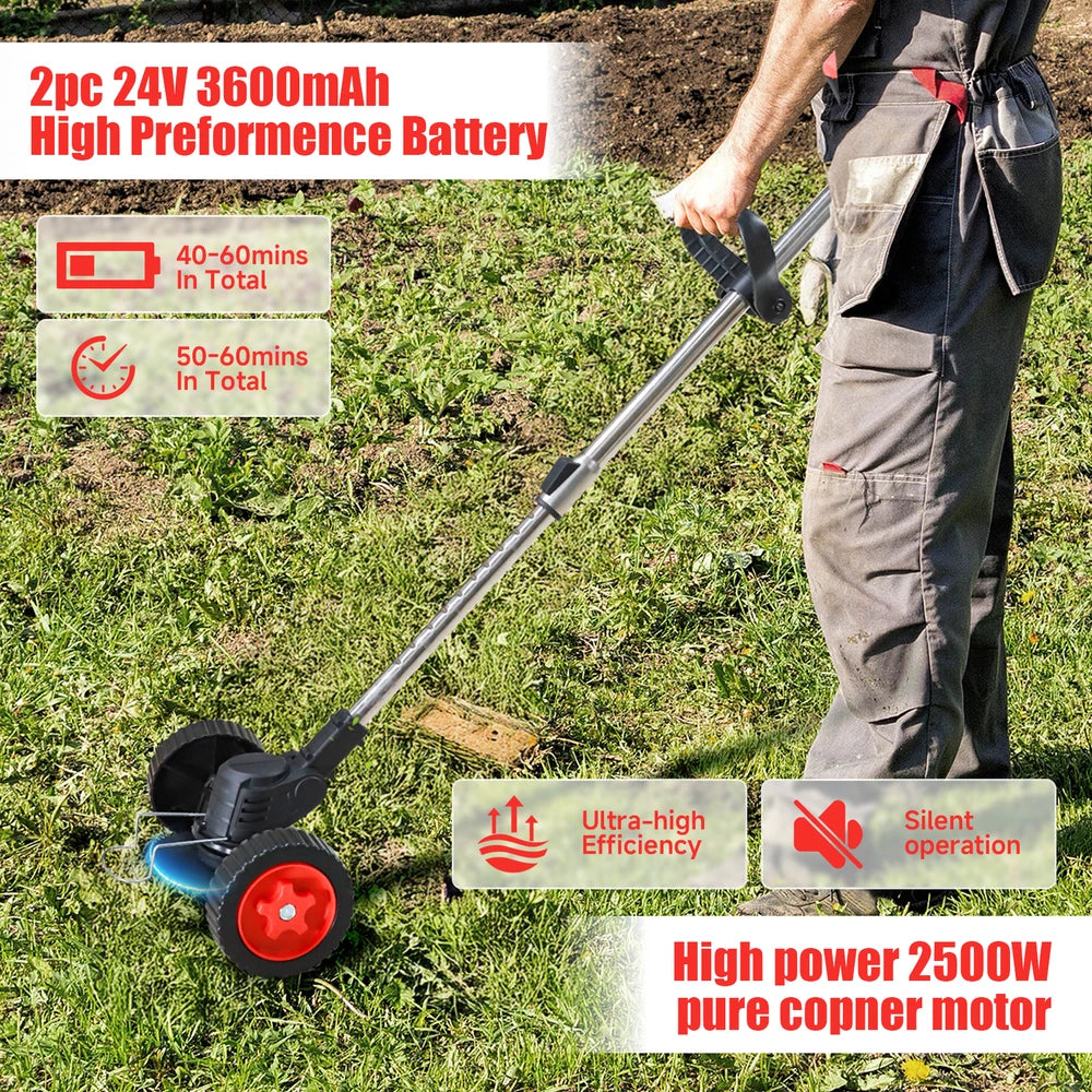 48V Electric Cordless Grass String Trimmer Lawn Edger WeedWacker Cutter 2Battery