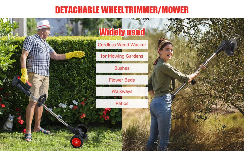 48V Electric Cordless Grass String Trimmer Lawn Edger WeedWacker Cutter 2Battery