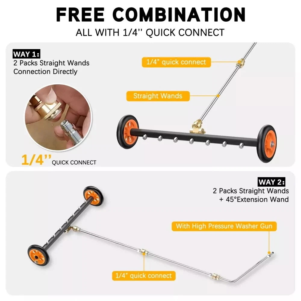 24" Pressure Washer Water Broom Undercarriage Cleaner Driveway Surface Cleaner