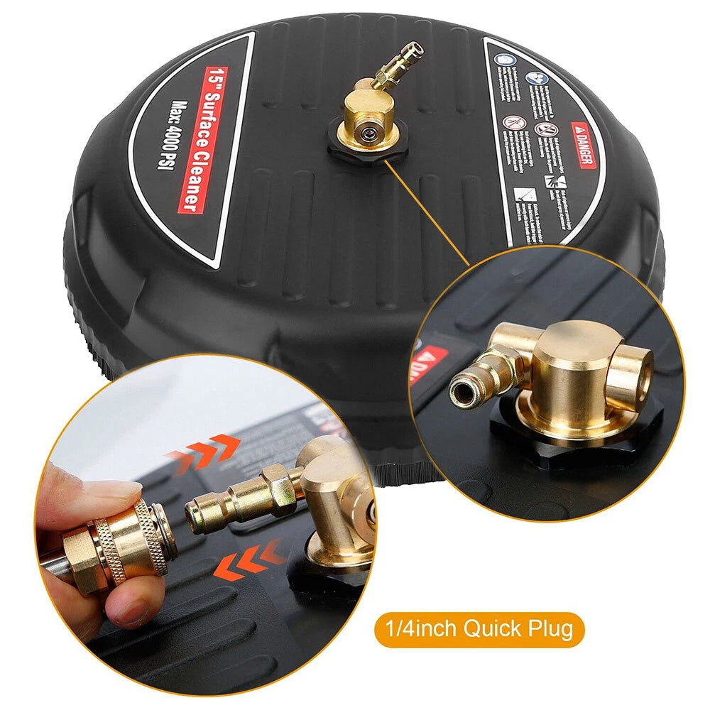4000PSI 15" Pressure Washer Surface Cleaner w/ 2 Extension Wand Quick Connect