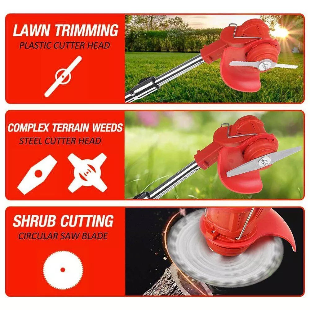 Cordless String Trimmer, Edger WeedWhacker Grass Eater Lawn Cutter w/2* Battery