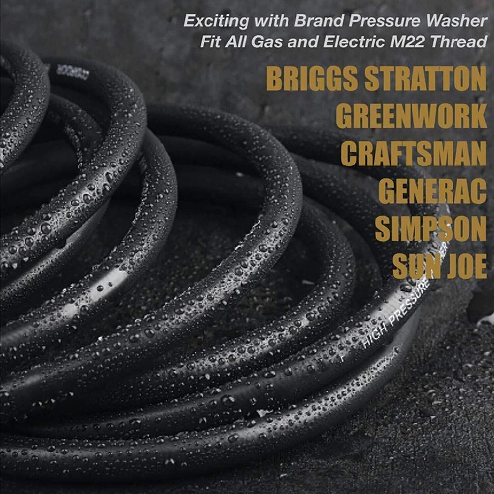 High Pressure Washer Hose 20/25/50/100ft 5800PSI M22 Power Washer Extension Hose