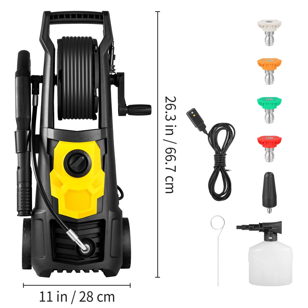 Electric High Pressure Washer 2000PSI 1.65GPM Power Washer With Hose Reel