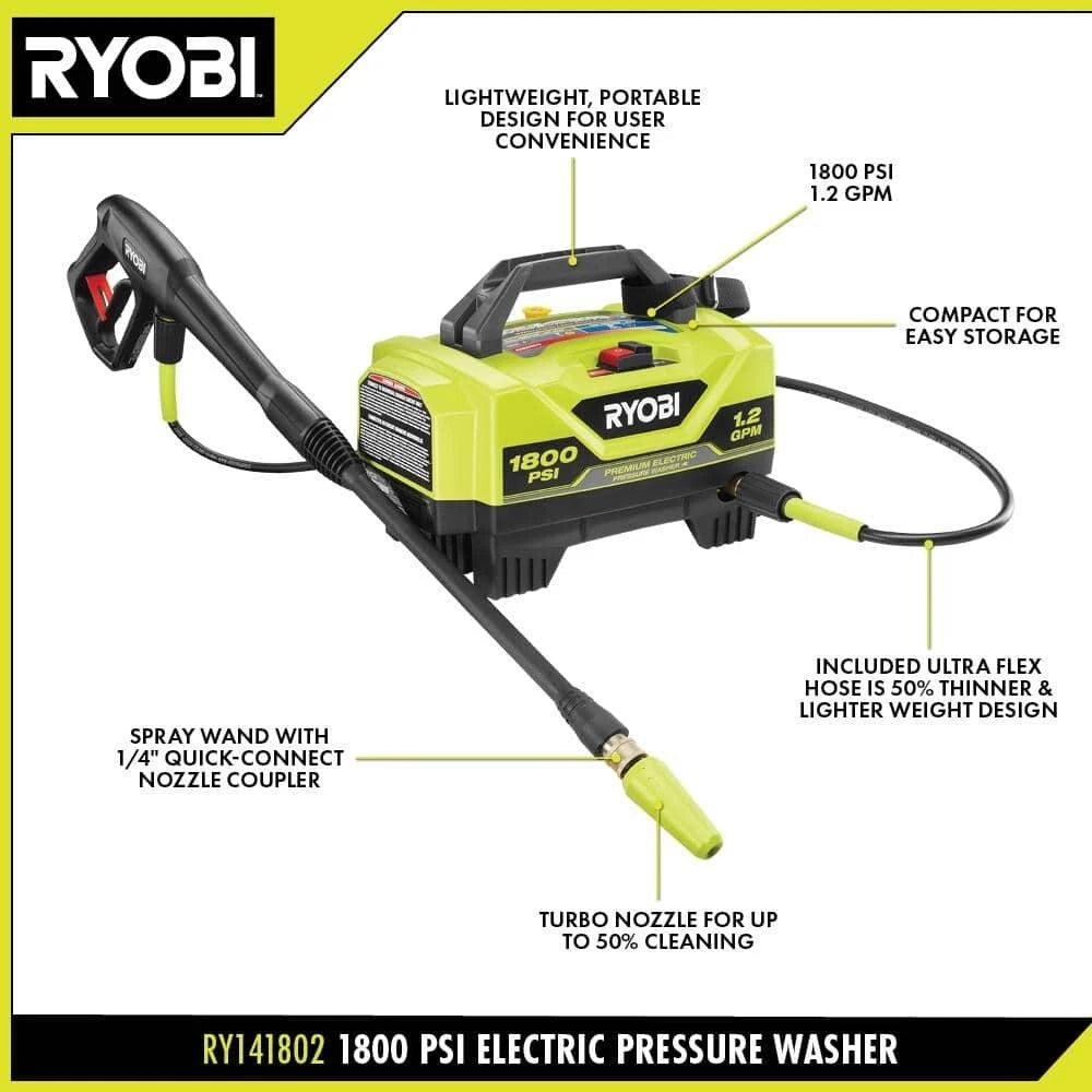 NEW! 1800 PSI 1.2 GPM Cold Water Corded Electric Pressure Washer - Free Shipping