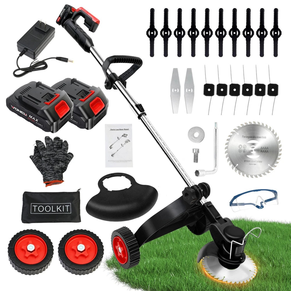 Grass String Trimmer Weed Eater Lawn Edger Weed Wacker Field Mower w/2Battery US