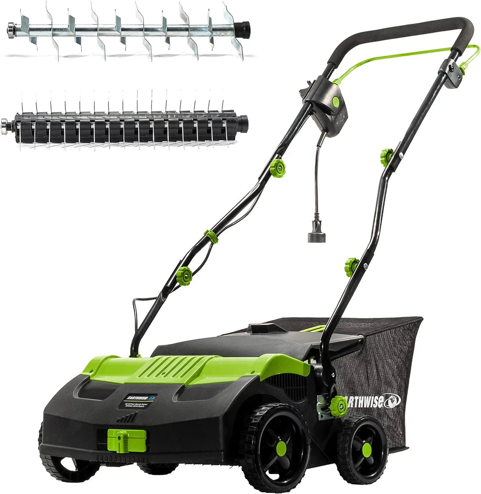 Earthwise DT71613AA 13-Amp 16-Inch Corded Dethatcher with Scarifier Blade and Co