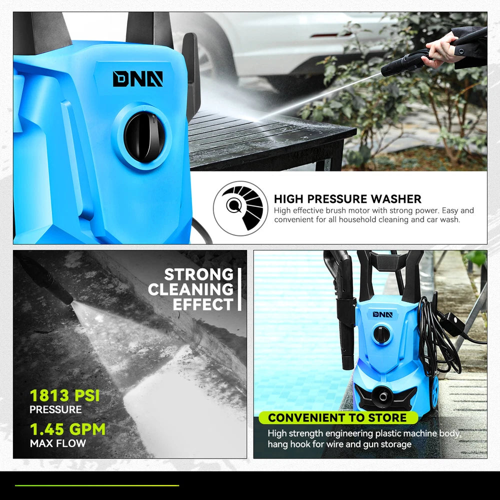 1813 PSI 1.45GPM High Pressure Power Washer Portable Electric Cleaner Machine