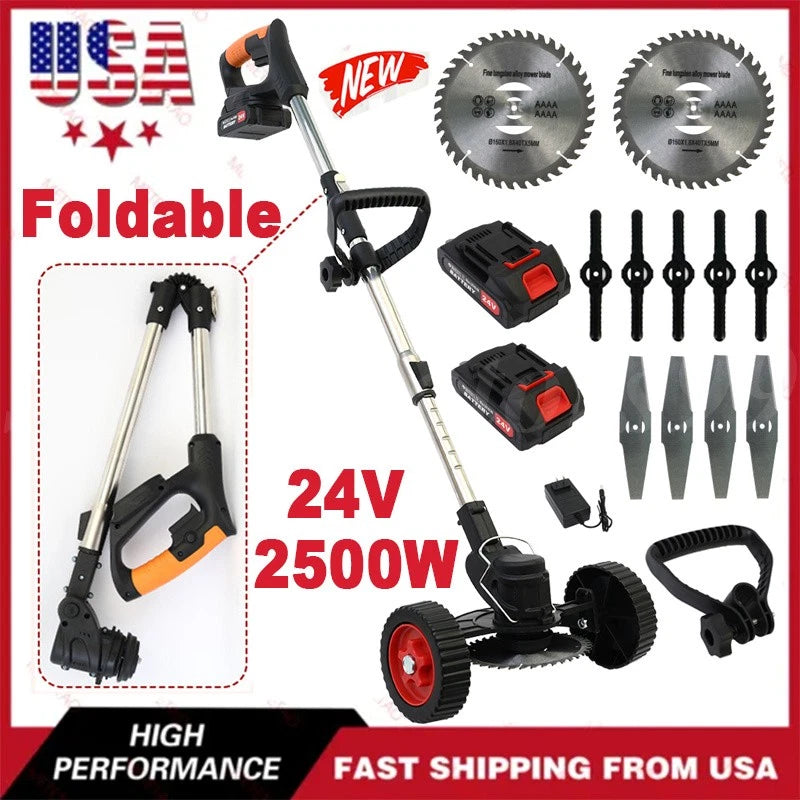 Grass String Trimmer Weed Eater Lawn Edger Weed Wacker Field Mower w/2Battery US