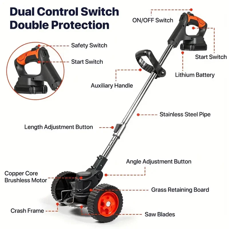 2Battery Cordless WeedEater Electric Lawn Mower Lawn Edger Grass String Trimmer