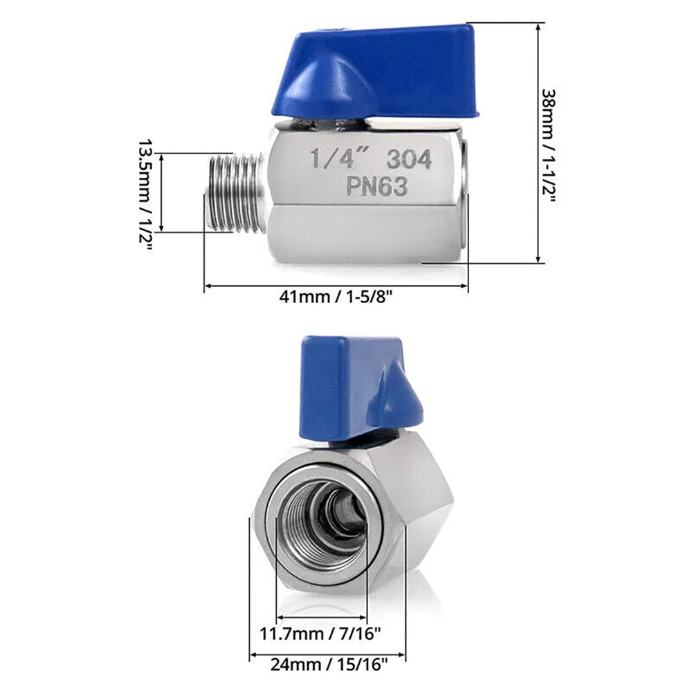 Steel Mini Ball Valve Shut-Off Valve Kit With 1/4" NPT Female & Male Thread