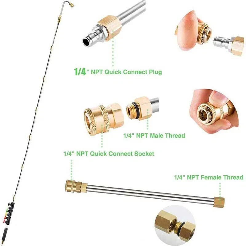 4000PSI 120"Pressure Washer Wand Extension Power Lance Gun Attachment Nozzle Tip
