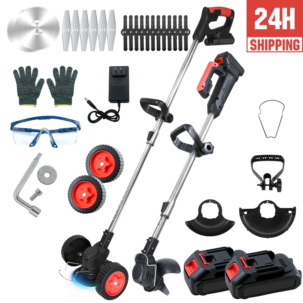 48V Electric Cordless Grass String Trimmer Lawn Edger WeedWacker Cutter 2Battery