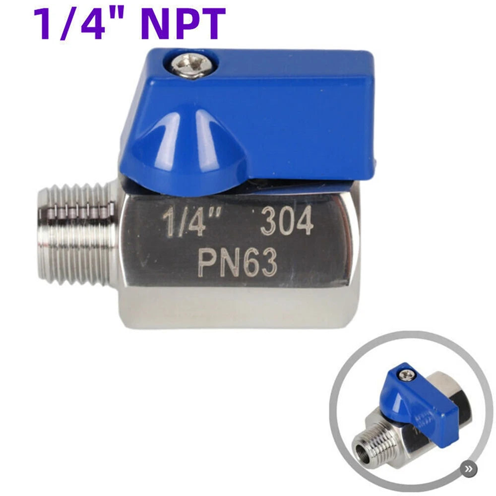 Steel Mini Ball Valve Shut-Off Valve Kit With 1/4" NPT Female & Male Thread