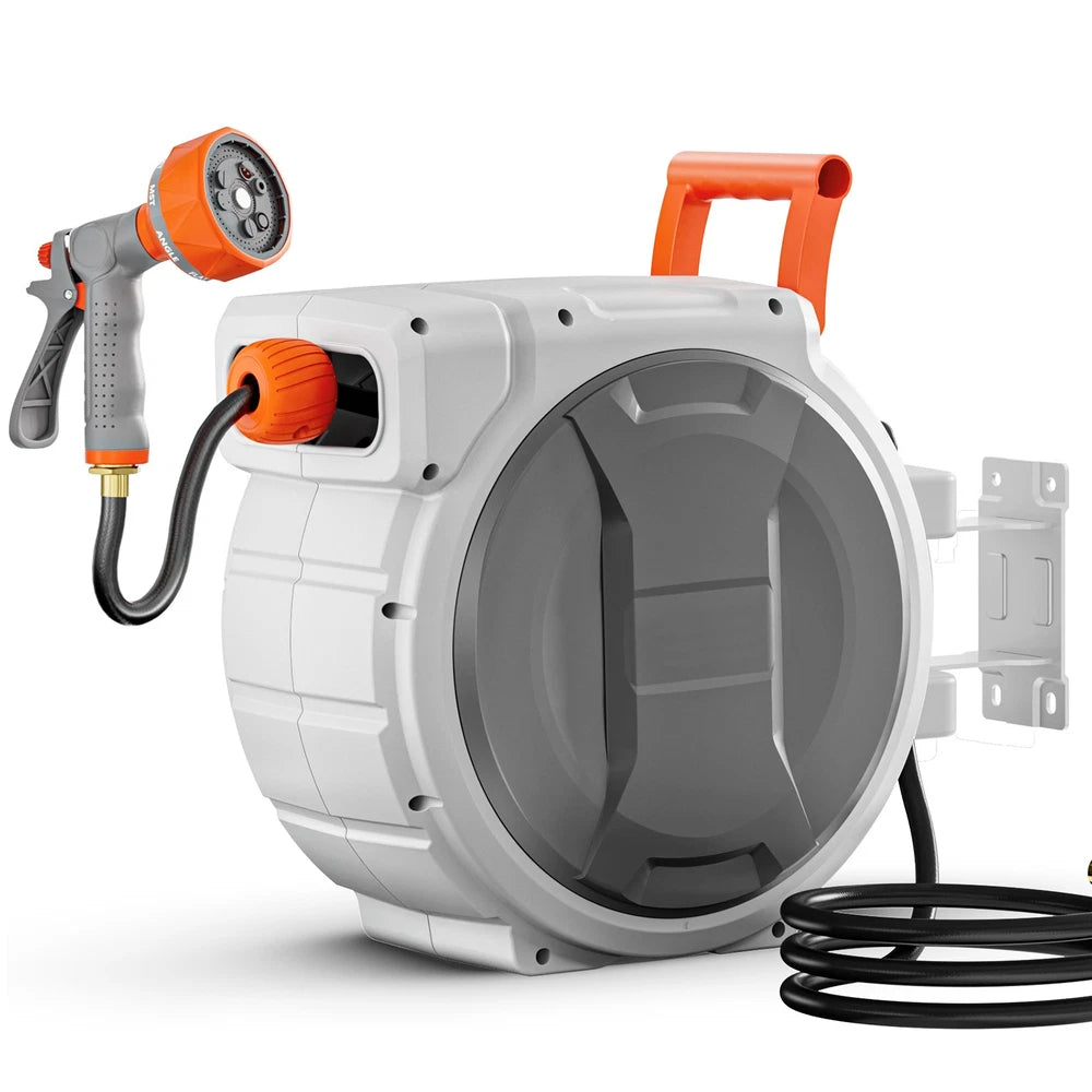 Retractable Garden Hose Reel 5/8 Inch x 100 ft Wall Mounted Garden Hose