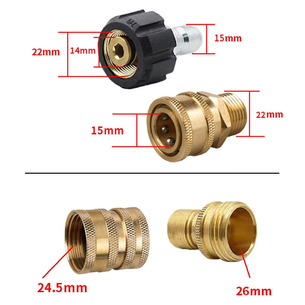 9Pc Pressure Washer Adapter Set Quick Disconnect Kit M22 Swivel to 3/8'' Connect