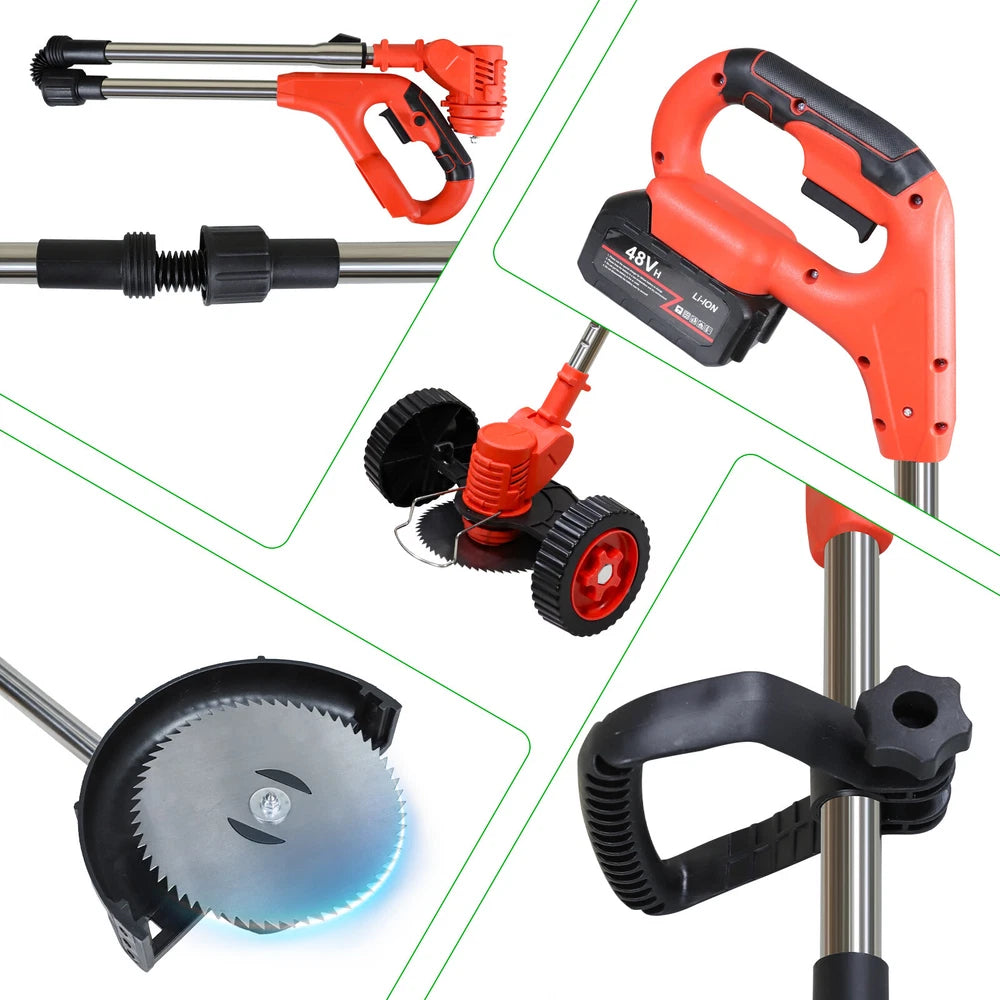 48V Electric Cordless Grass String Trimmer Lawn Edger WeedWacker Cutter 2Battery