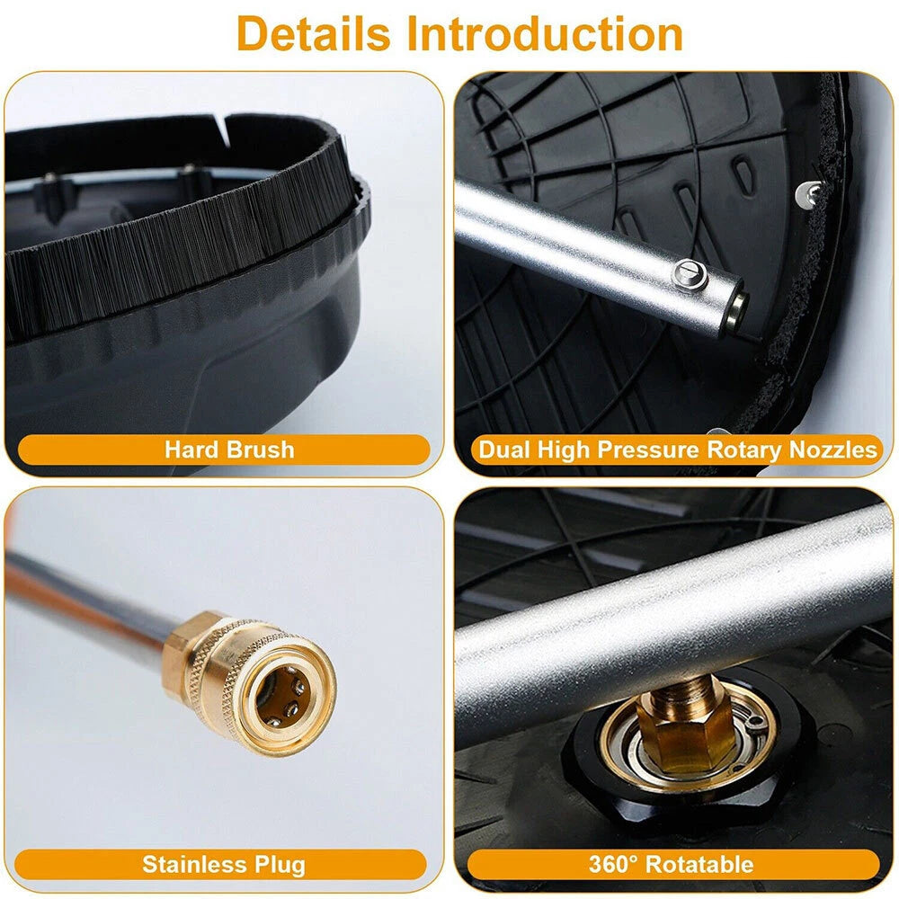 New 15" Pressure Washer Surface Cleaner with 2 Pressure Washer Extension Wands