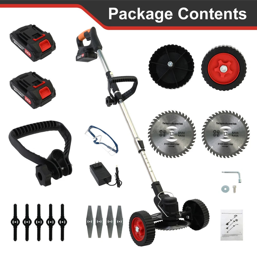 2Battery Cordless WeedEater Electric Lawn Mower Lawn Edger Grass String Trimmer