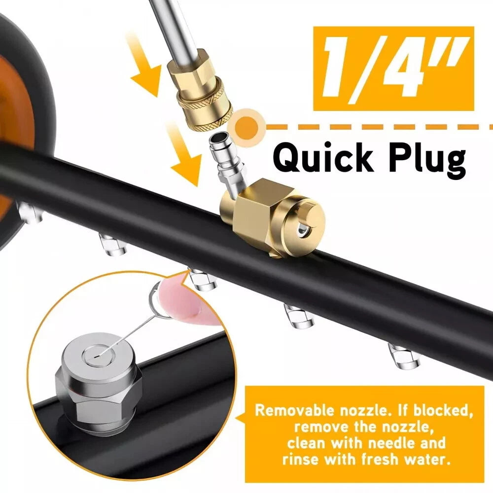 24" Pressure Washer Water Broom Undercarriage Cleaner Driveway Surface Cleaner