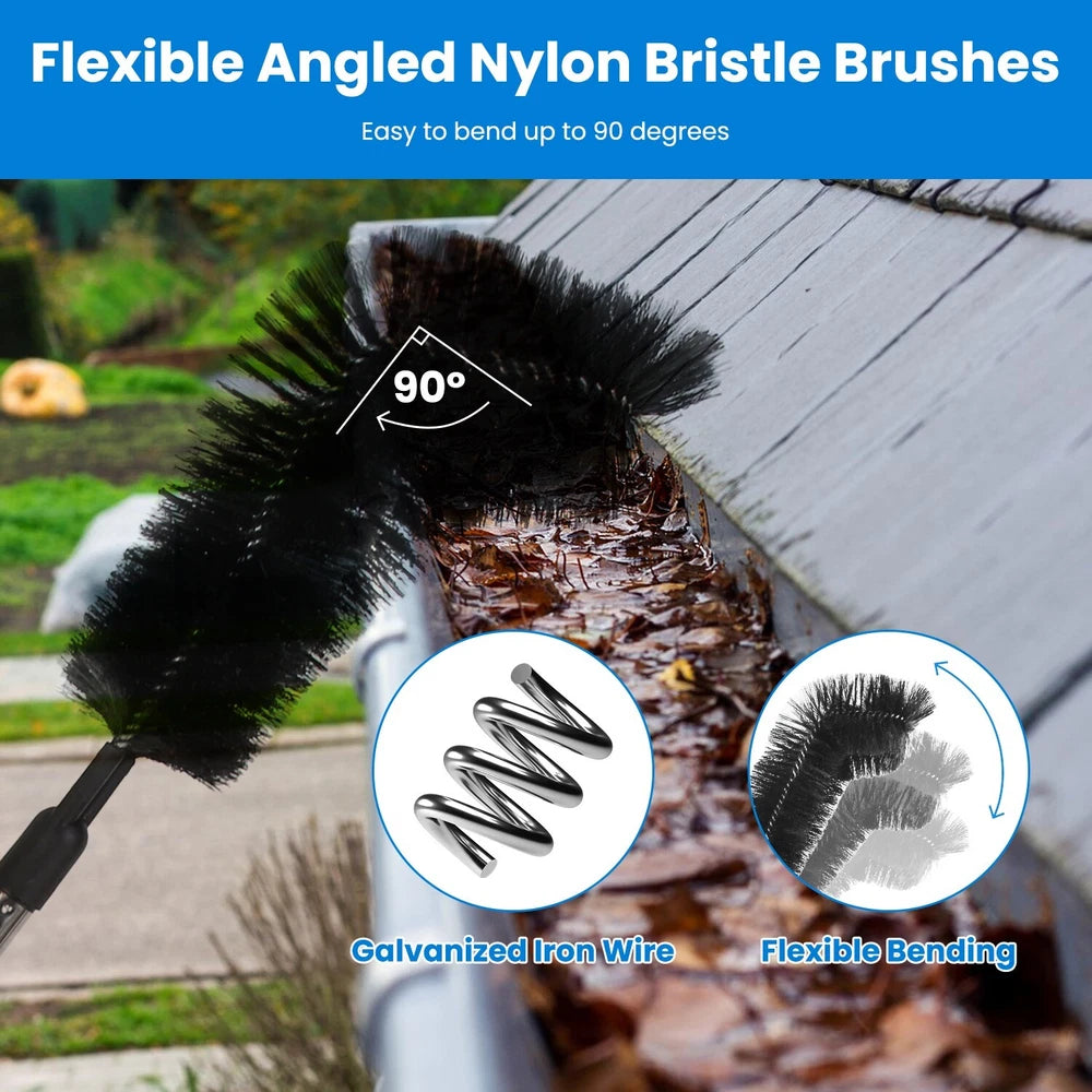 Extendable Gutter Cleaning Brush Telescoping Handle Rain Gutter Cleaner Portable