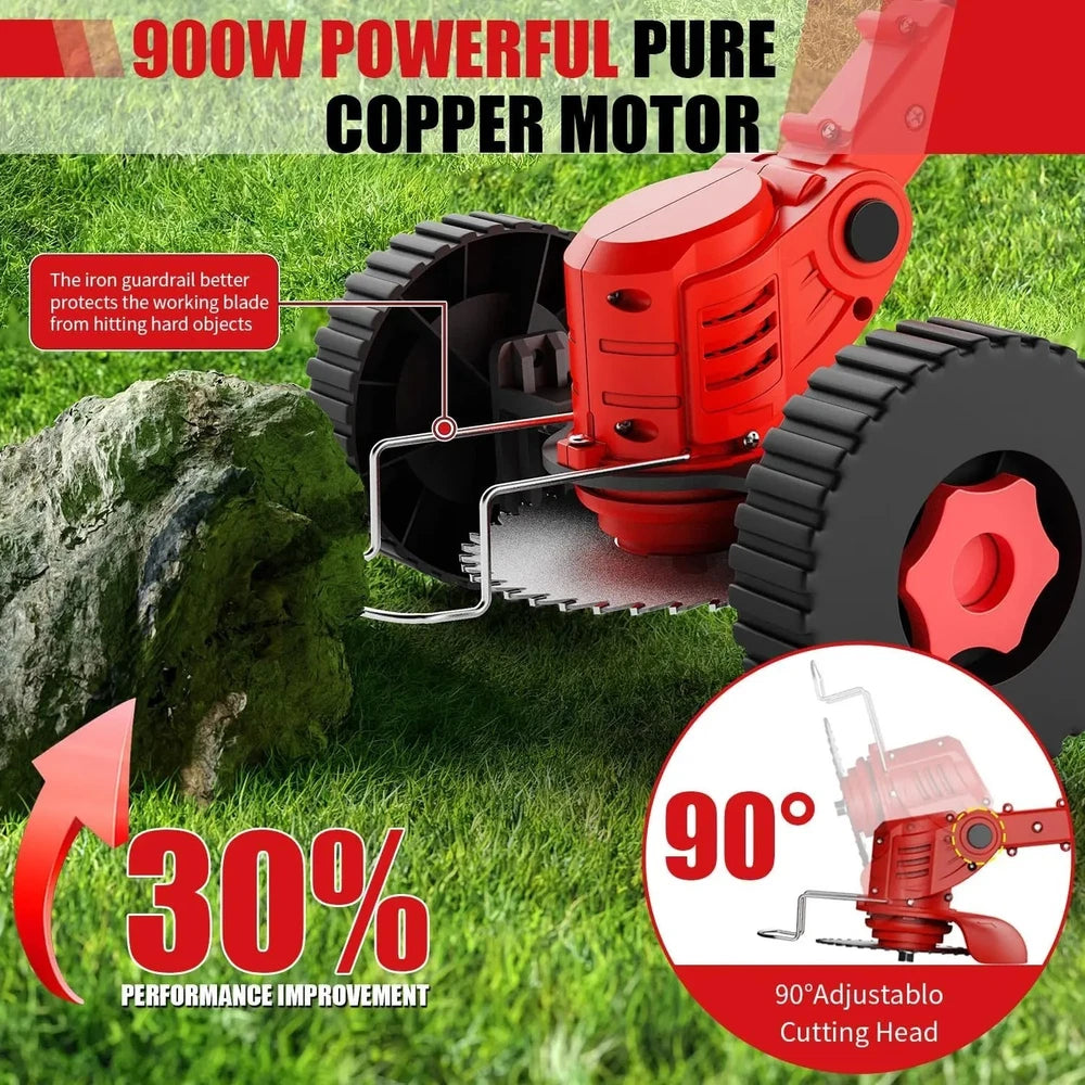 USA Cordless Lawn Trimmer with 2 Li-Ion Batteries 3 Blades Grass Edger Powerful