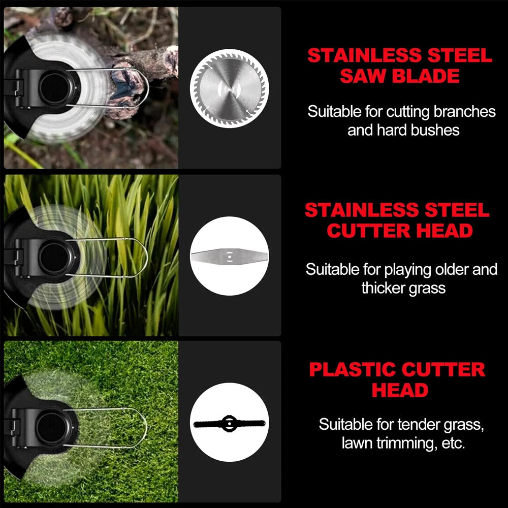 Cordless Weed Eater Electric Brush Cutter Lawn Edger Grass String Trimmer 2500W