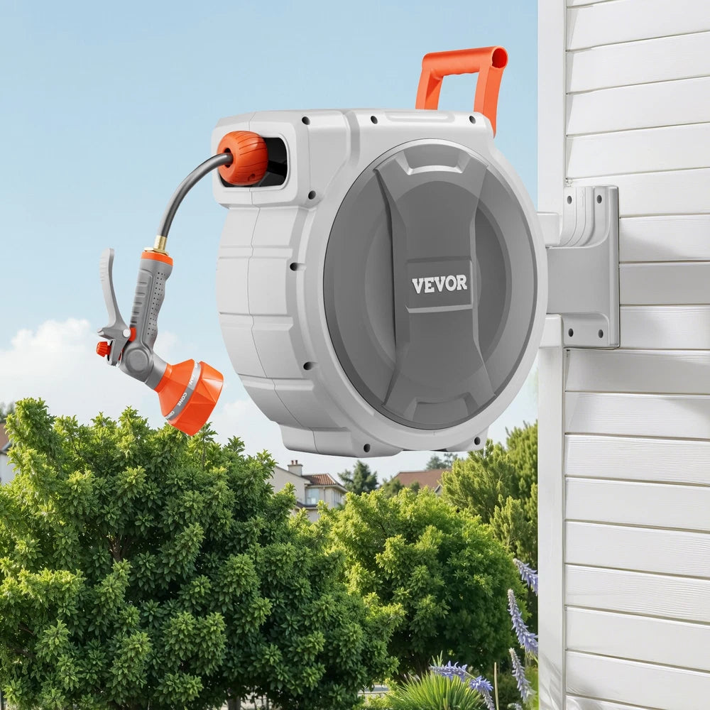Retractable Garden Hose Reel 1/2 Inch x 65 ft Wall Mounted Garden Hose Reel