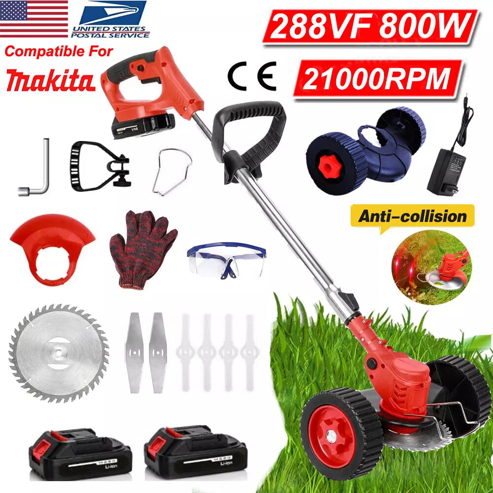 Cordless String Trimmer, Edger WeedWhacker Grass Eater Lawn Cutter w/2* Battery