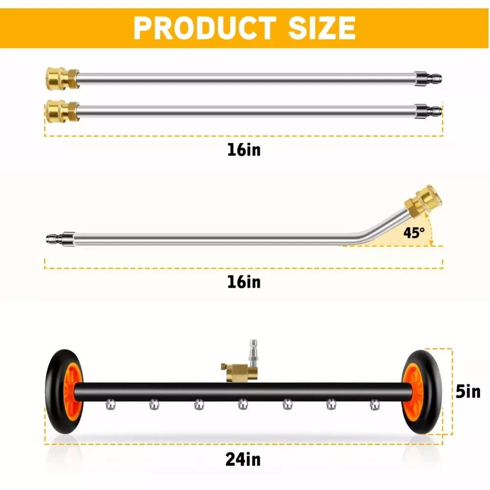 24" Pressure Washer Water Broom Undercarriage Cleaner Driveway Surface Cleaner