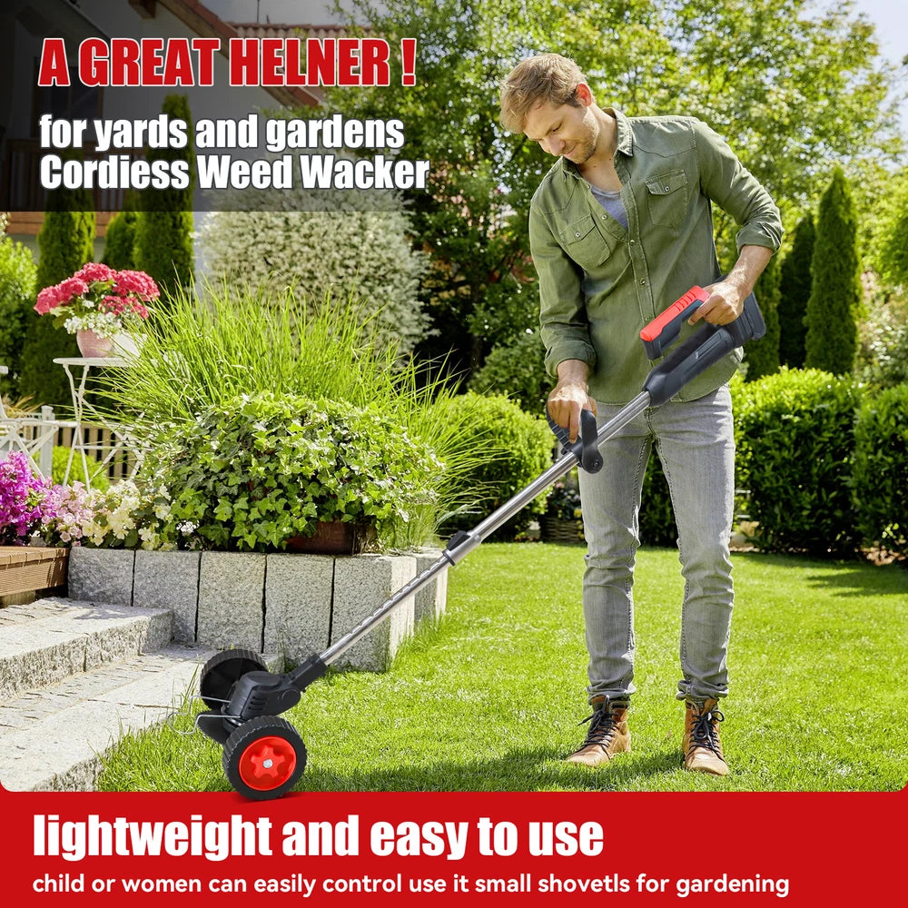 48V Electric Cordless Grass String Trimmer Lawn Edger WeedWacker Cutter 2Battery