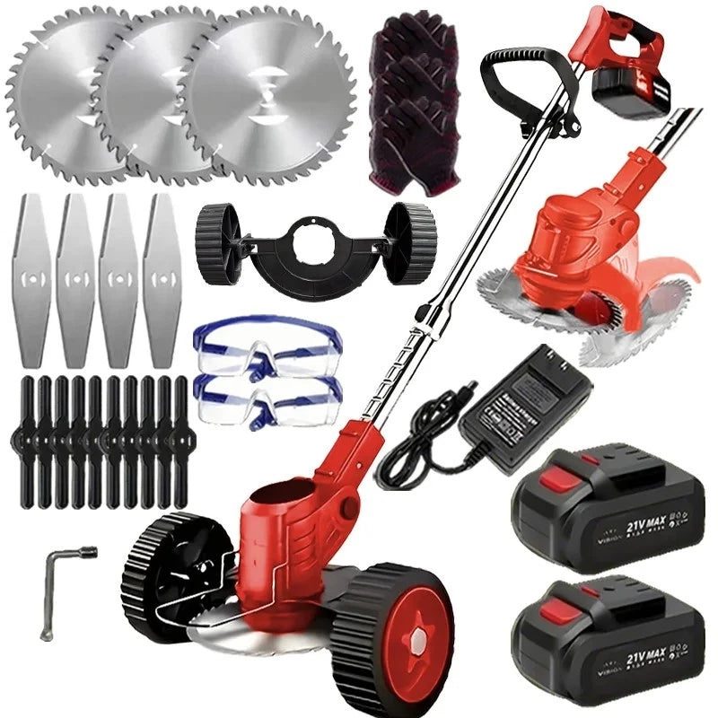 USA Cordless Lawn Trimmer with 2 Li-Ion Batteries 3 Blades Grass Edger Powerful