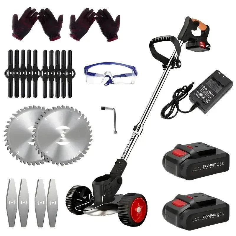 USA Cordless Lawn Trimmer with 2 Li-Ion Batteries 3 Blades Grass Edger Powerful