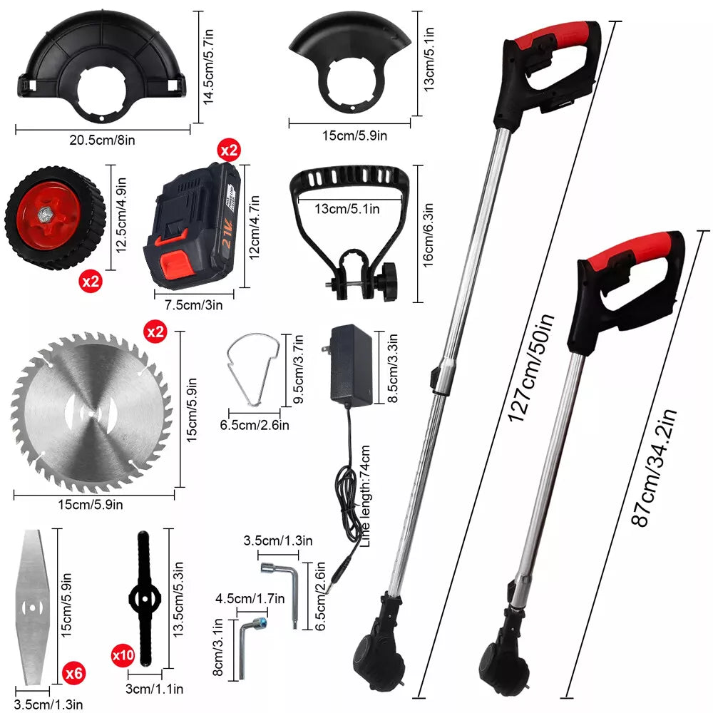 Cordless Weed Eater Electric Brush Cutter Lawn Edger Grass String Trimmer 2500W