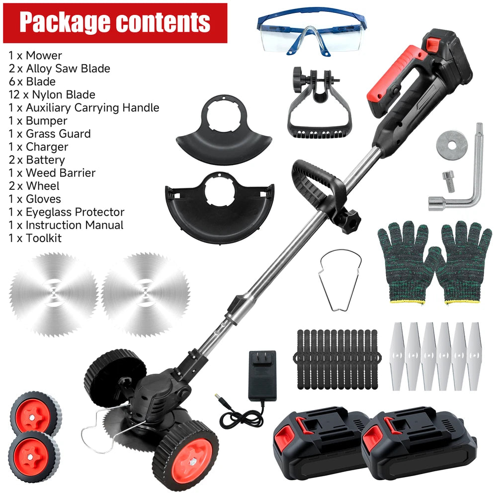 48V Electric Cordless Grass String Trimmer Lawn Edger WeedWacker Cutter 2Battery