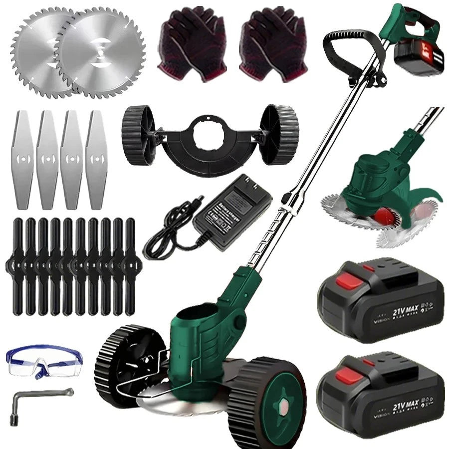 USA Cordless Lawn Trimmer with 2 Li-Ion Batteries 3 Blades Grass Edger Powerful