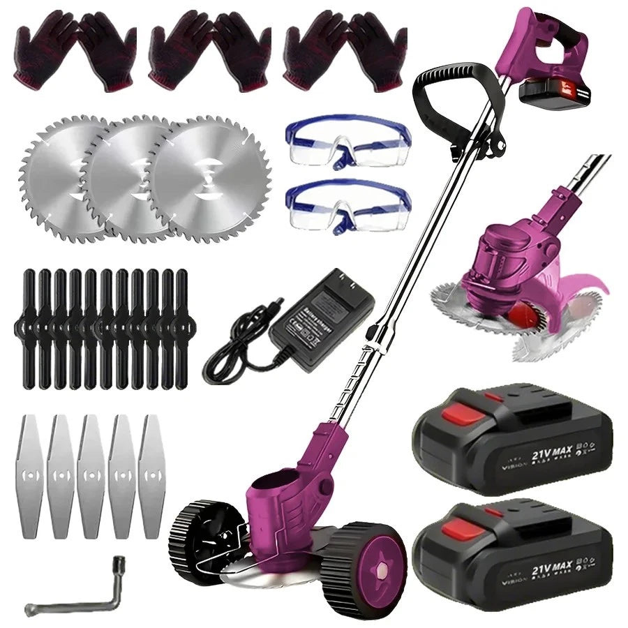 USA Cordless Lawn Trimmer with 2 Li-Ion Batteries 3 Blades Grass Edger Powerful