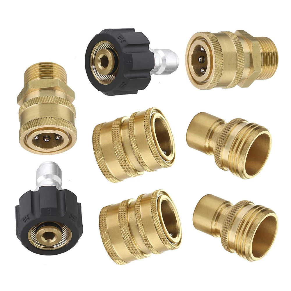 9Pc Pressure Washer Adapter Set Quick Disconnect Kit M22 Swivel to 3/8'' Connect
