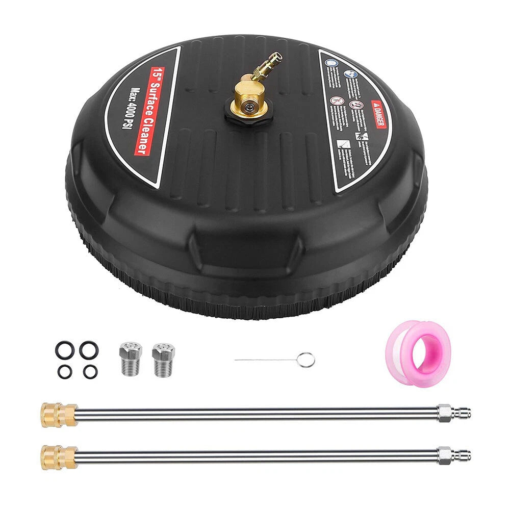 4000PSI 15" Pressure Washer Surface Cleaner w/ 2 Extension Wand Quick Connect