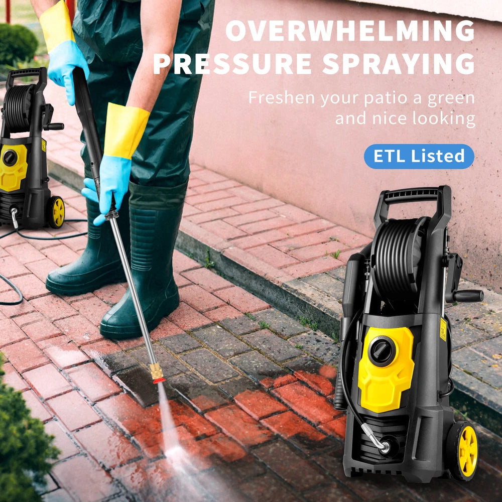 Electric High Pressure Washer 2000PSI 1.65GPM Power Washer With Hose Reel