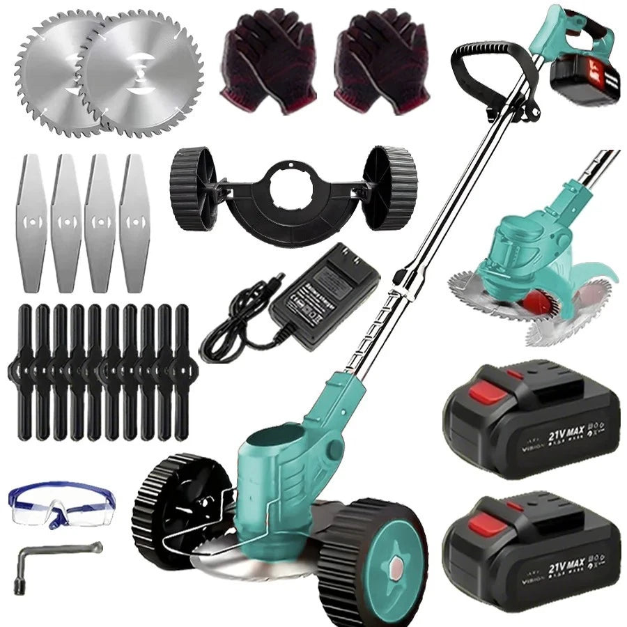 USA Cordless Lawn Trimmer with 2 Li-Ion Batteries 3 Blades Grass Edger Powerful