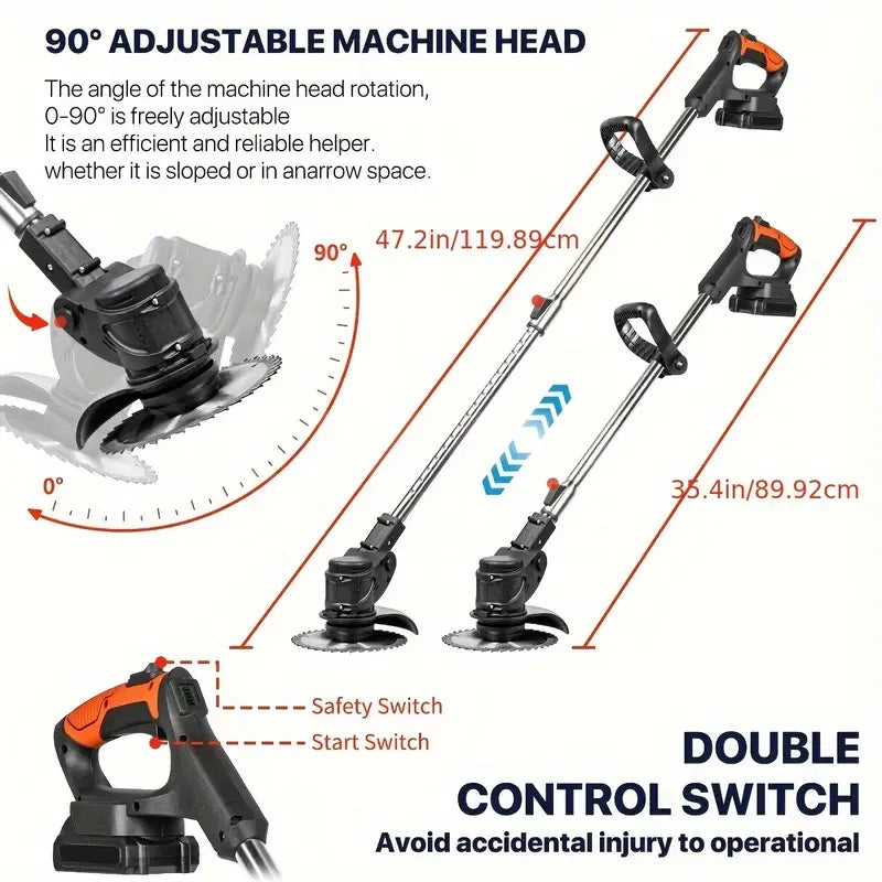 2Battery Cordless WeedEater Electric Lawn Mower Lawn Edger Grass String Trimmer