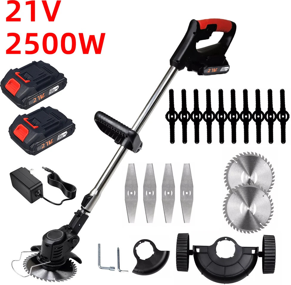 Cordless Weed Eater Electric Brush Cutter Lawn Edger Grass String Trimmer 2500W